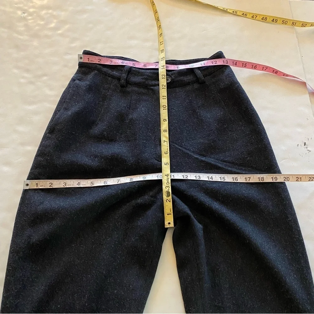 7115 By Szeki Wool Pants Womens Size Small Black Gray Tapered High Rise Waist
